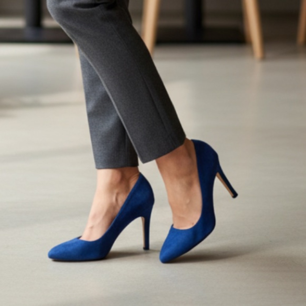 Cole Haan Royal Blue Suede Pointed Toe Stiletto Heels